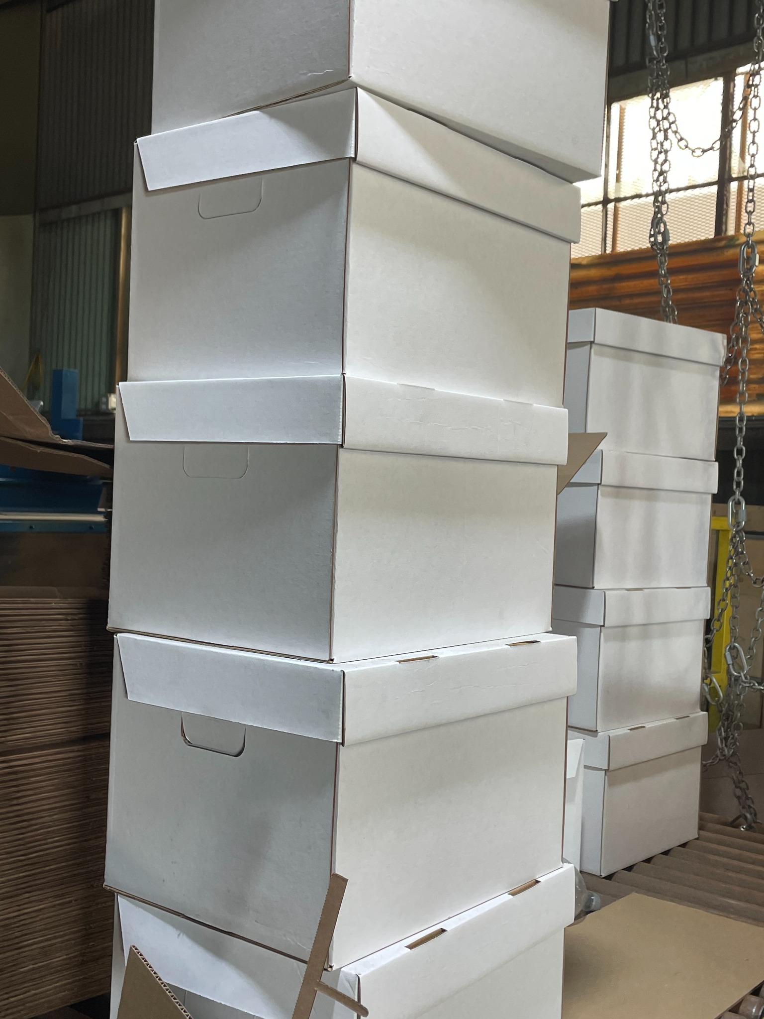 White boxes manufactured by Best Box Company